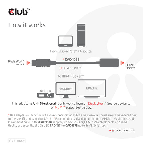 CLUB3D CAC-1088 video cable adapter