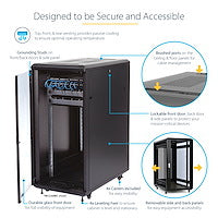 Rack Cabinet StarTech 4-Post 25U Lockable Data Rack 800kg with Casters - RK2536BKF