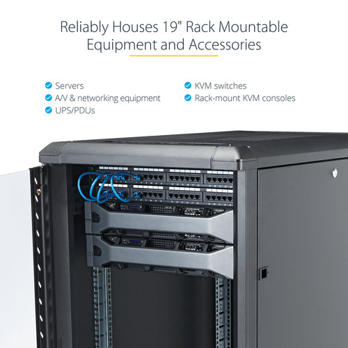 Rack Cabinet StarTech 4-Post 25U Lockable Data Rack 800kg with Casters - RK2536BKF