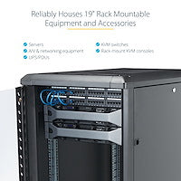Rack Cabinet StarTech 4-Post 25U Lockable Data Rack 800kg with Casters - RK2536BKF