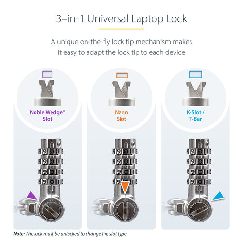 Cable Lock 6.6ft for Laptop Security - StarTech.com Universal Laptop Lock TAA Compliant