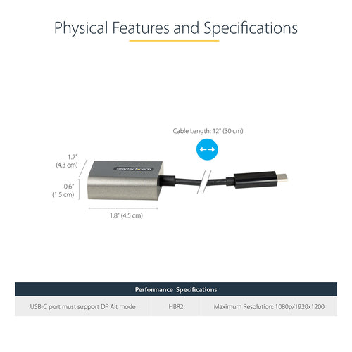 USB-C to VGA Adapter 1080p StarTech.com with Thunderbolt 3 Compatibility