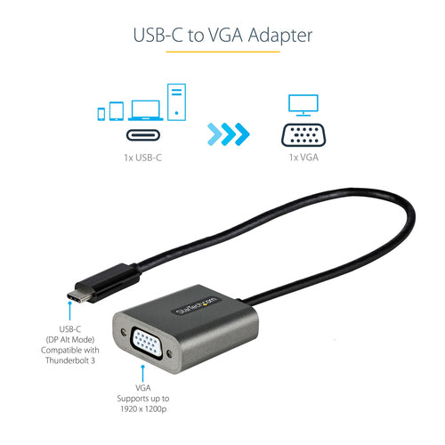 USB-C to VGA Adapter 1080p StarTech.com with Thunderbolt 3 Compatibility