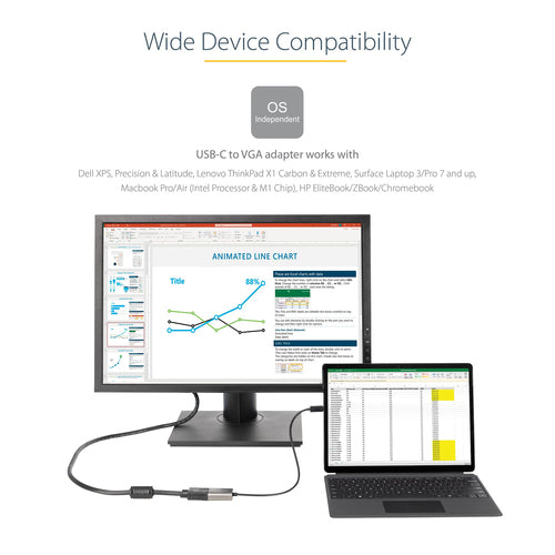 USB-C to VGA Adapter 1080p StarTech.com with Thunderbolt 3 Compatibility