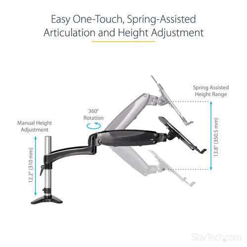 StarTech.com ARMUNONB1 Ergonomic Laptop & Monitor Stand - Adjustable Desk Mount with VESA Compatibility