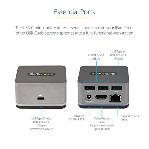 USB-C Mini Docking Station for Chromebooks 4K HDMI 27W PD 3-Port Hub