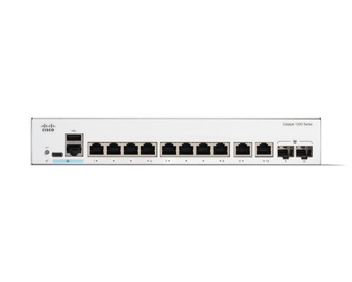 Managed Switch Cisco Catalyst 1200 8-Port Gigabit Ethernet 1U Extended PS 2x1GE Combo - C1200-8T-E-2G