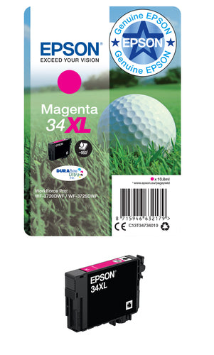 Ink Cartridge Epson Golf Ball 34XL Magenta Pigment-based 10.8 ml 950 Pages - C13T34734010