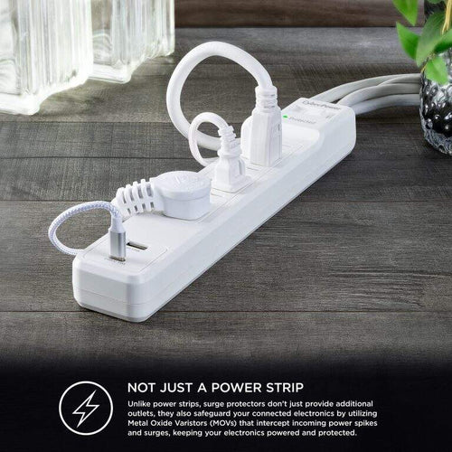 Surge Protector CyberPower CSP604UCW 6 AC Outlets 2 USB 1500 Joules
