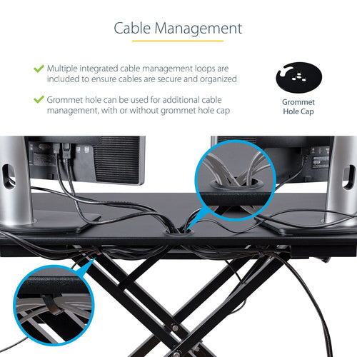 StarTech.com Corner Sit Stand Desk Converter - 35" x 21" - Ergonomic Dual Monitor Stand