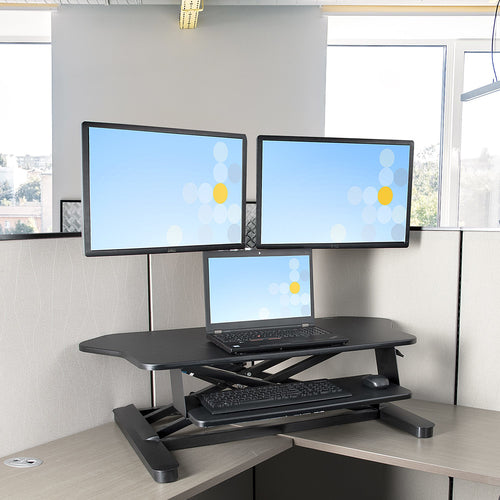 StarTech.com Corner Sit Stand Desk Converter - 35" x 21" - Ergonomic Dual Monitor Stand