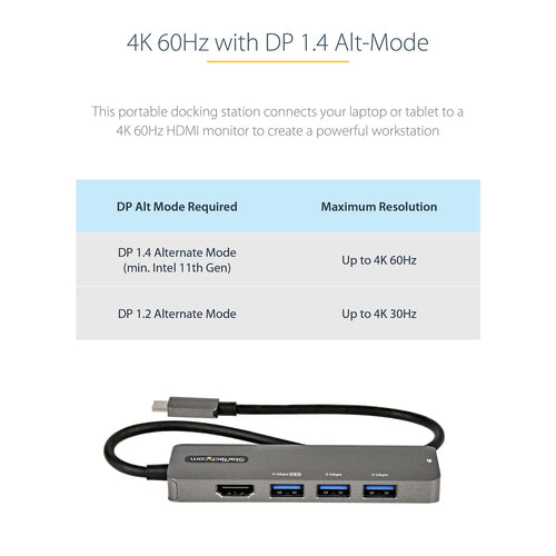 StarTech.com DKT30CHPD3 USB-C Multiport Adapter - 4K HDMI, 100W Power Delivery, 4-Port USB Hub