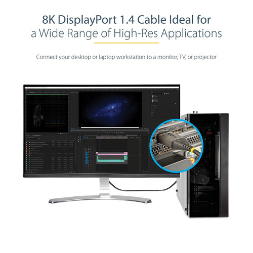 DisplayPort Cable StarTech.com DP14VMM1M 8K 60Hz 3ft HDR10