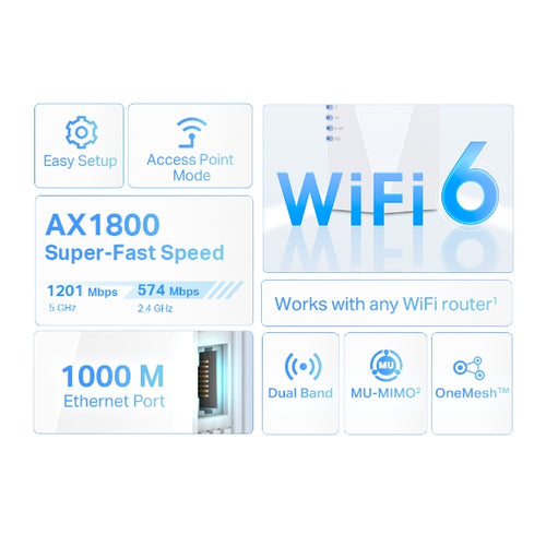 Network Extender TP-Link RE600X AX1800 Wi-Fi 6 1201 Mbit/s