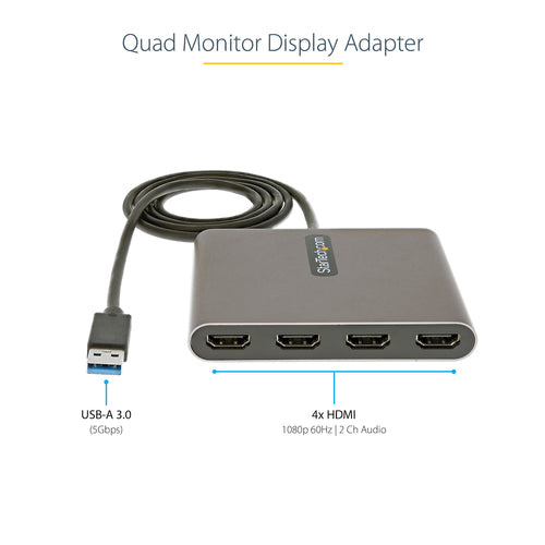 USB Graphics Adapter StarTech.com USB 3.0 Quad HDMI 1920x1080 Output