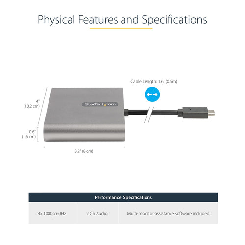 USB-C to 4x HDMI Graphics Adapter 1920x1080 TAA Compliant