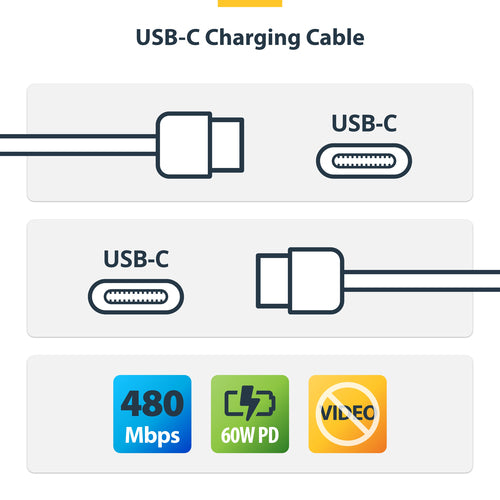 USB-C Charging Cable StarTech.com 3m 60W 3A Power Delivery USB 2.0 - USB2CC3MWHE