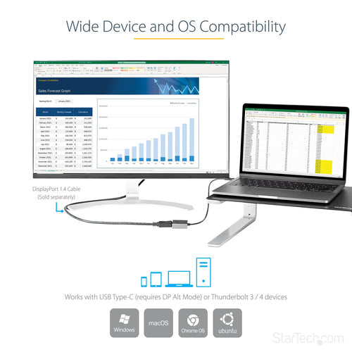 StarTech.com CDP2DPEC USB-C to DisplayPort Adapter - 8K Resolution & 4K 60Hz Support