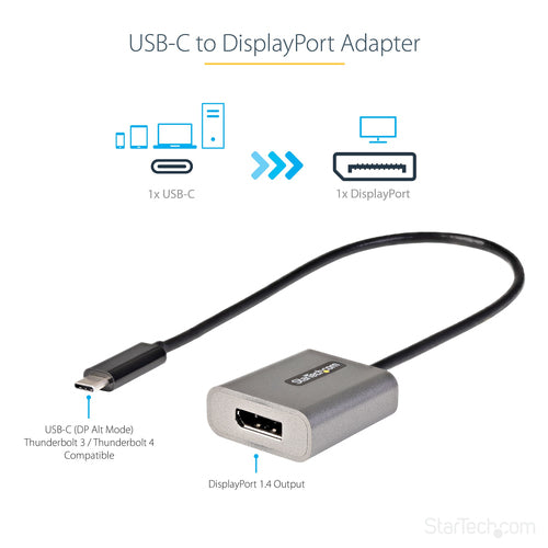 StarTech.com CDP2DPEC USB-C to DisplayPort Adapter - 8K Resolution & 4K 60Hz Support