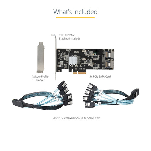 SATA PCIe Card StarTech 8 Port 6Gbps 4 Host Controllers