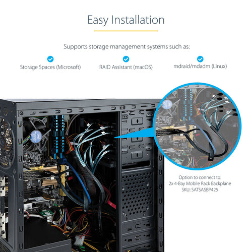 SATA PCIe Card StarTech 8 Port 6Gbps 4 Host Controllers