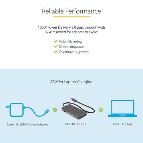 StarTech.com DKT30CHSDPD USB-C Multiport Adapter - 4K HDMI, 100W Power Delivery