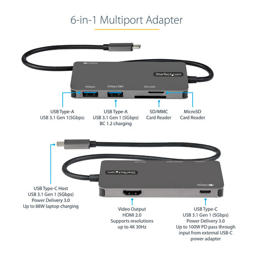 StarTech.com DKT30CHSDPD USB-C Multiport Adapter - 4K HDMI, 100W Power Delivery