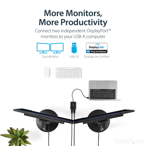 USB Graphics Adapter StarTech.com 4K 60Hz Dual DisplayPort USB 3.0
