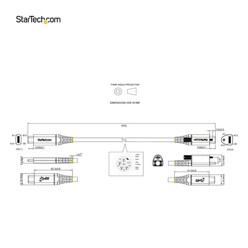 USB Type-C Cable 10Gbps 50cm StarTech 100W Power Delivery