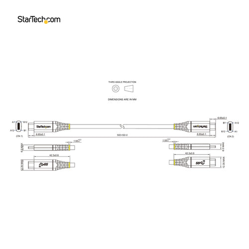 USB Cable StarTech.com USB-C 10Gbps 100W 1.6ft Thunderbolt Compatible - USB31CCV50CM