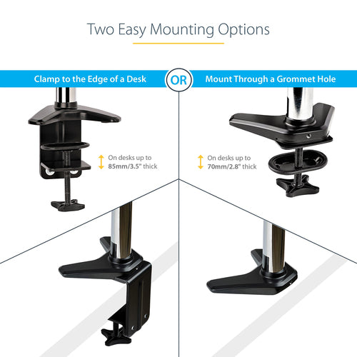 StarTech.com ARMPIVOTE2 Adjustable Monitor Mount - 32" to 49" Displays - Black - Desk Mount