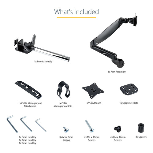 StarTech.com ARMPIVOTE2 Adjustable Monitor Mount - 32" to 49" Displays - Black - Desk Mount