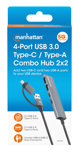 USB-C USB-A Hub Manhattan 181075 4 Ports 5Gbps Aluminium