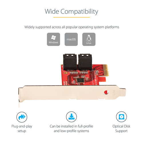 SATA Expansion Card StarTech 4-Port PCIe 6Gbps Low Profile