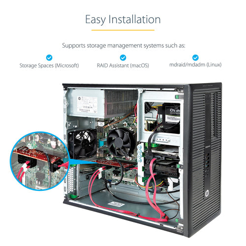 SATA PCIe Card StarTech 10-Port 6Gbps Low/Full Profile Stacked Connectors - 10P6G-PCIE-SATA-CARD