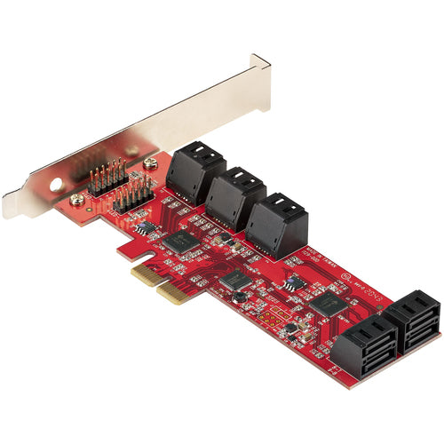 SATA PCIe Card StarTech 10-Port 6Gbps Low/Full Profile Stacked Connectors - 10P6G-PCIE-SATA-CARD