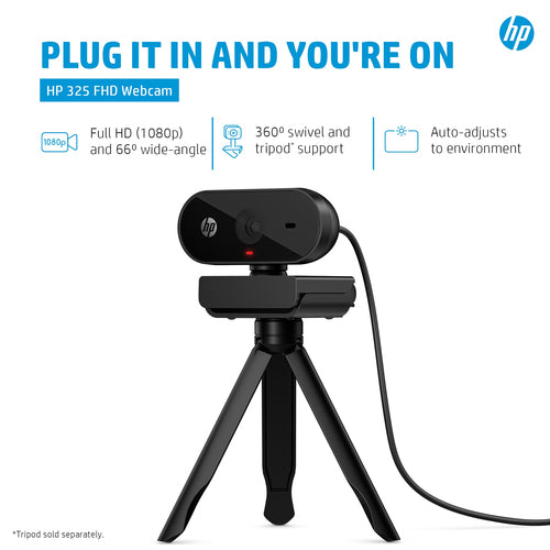 Webcam HP 325 FHD 5MP 1920x1080 30fps USB - 53X27AA