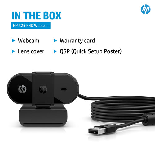 Webcam HP 325 FHD 5MP 1920x1080 30fps USB - 53X27AA