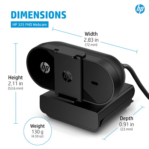 Webcam HP 325 FHD 5MP 1920x1080 30fps USB - 53X27AA