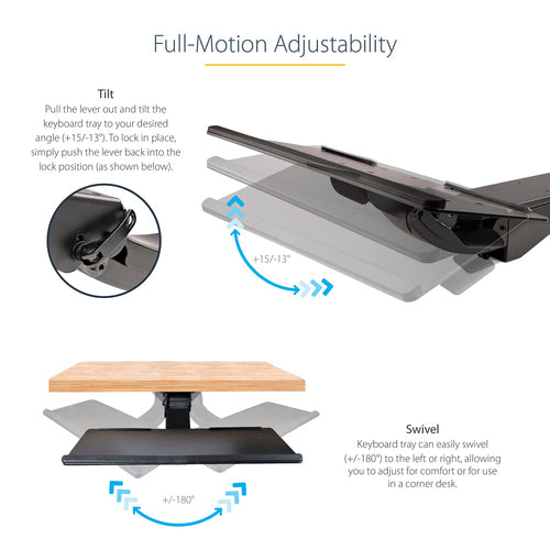 StarTech KBTRAYADJ2 Ergonomic Adjustable Keyboard Tray with Mouse Pad & Wrist Rest