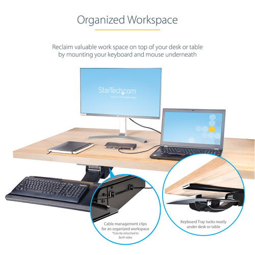 StarTech KBTRAYADJ2 Ergonomic Adjustable Keyboard Tray with Mouse Pad & Wrist Rest