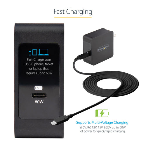 USB C Wall Charger 60W PD with 6ft Cable - StarTech.com