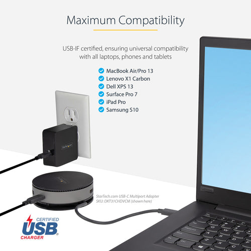 USB C Wall Charger 60W PD with 6ft Cable - StarTech.com