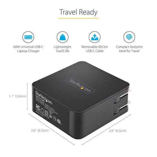 USB C Wall Charger 60W PD with 6ft Cable - StarTech.com