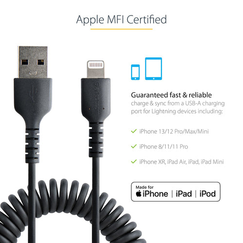 Lightning Cable StarTech.com RUSB2ALT1MBC 1m USB A to Lightning Coiled