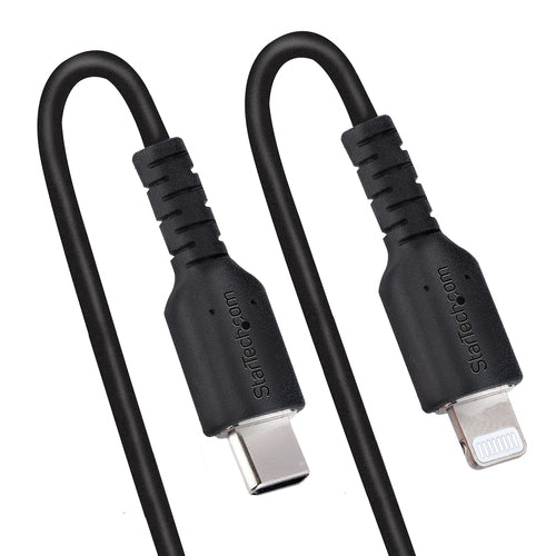 USB C to Lightning Cable 1m MFi Certified Coiled Charger Black
