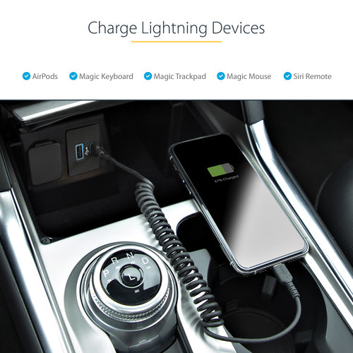 USB C to Lightning Cable 1m MFi Certified Coiled Charger Black