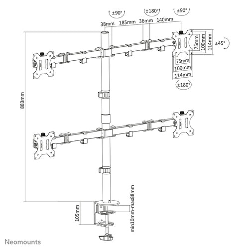 Neomounts FPMA-D550D4BLACK monitor mount / stand