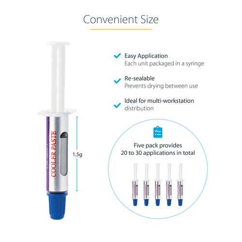 Thermal Paste StarTech.com SILV5-THERMAL-PASTE 5x1.5g Metal Oxide Compound - SILV5-THERMAL-PASTE