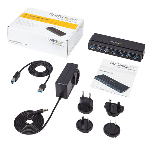 USB Hub StarTech 7-Port USB 3.0 5Gbps Black Plastic Desktop
